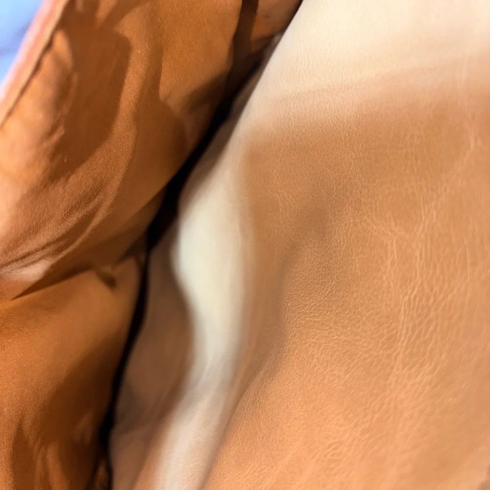 Relic Two-Tone Brown & Cream Leather Tote with Black Straps